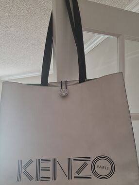 Kenzo White Tote with Black Straps and Logo